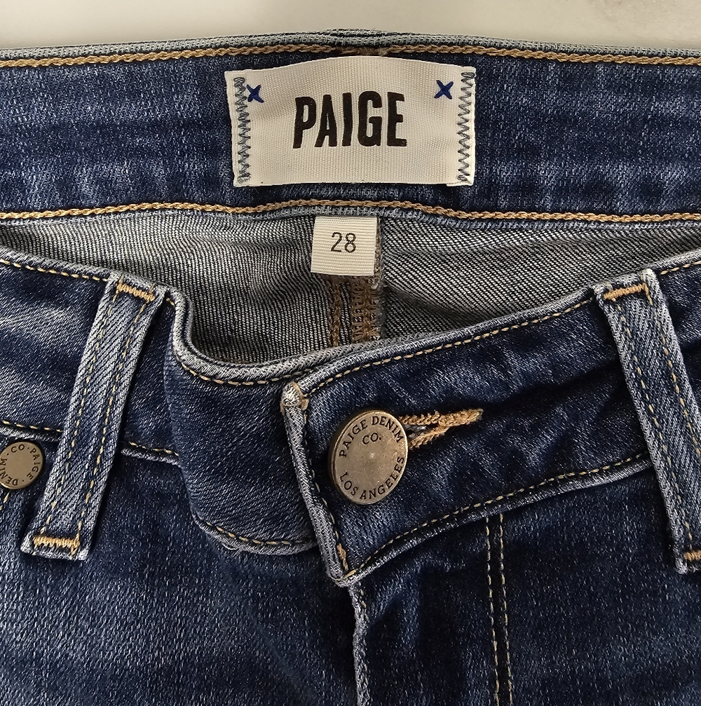 PAIGE Verdugo Ankle Mid‎ Rise Skinny Blue Jeans 28 Preowned - Picture 8 of 9